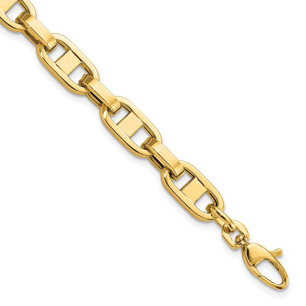 6mm 14k Yellow Gold Fancy Anchor Chain Bracelet, 8.75 Inch