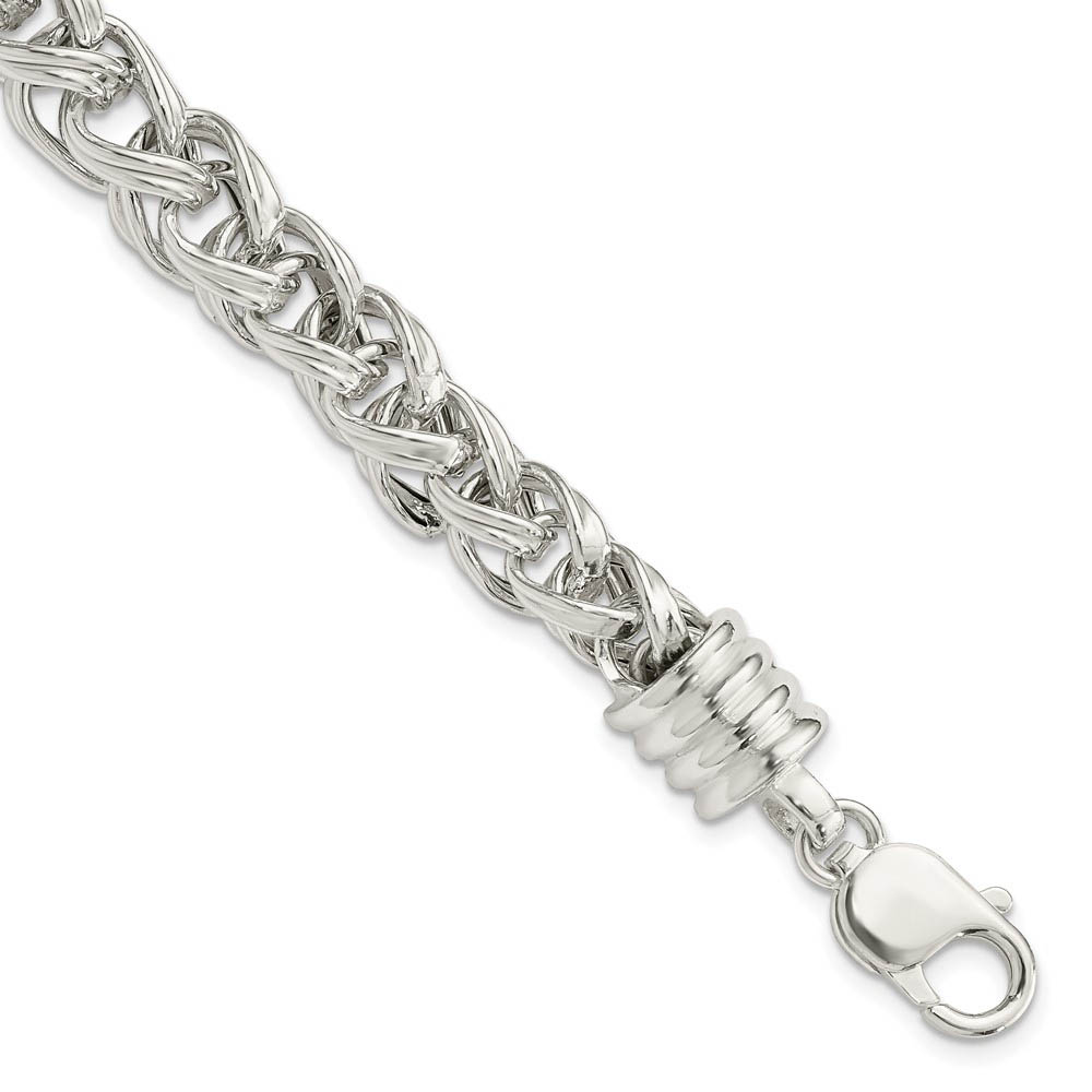 9mm Sterling Silver Fancy Spiga Chain Bracelet