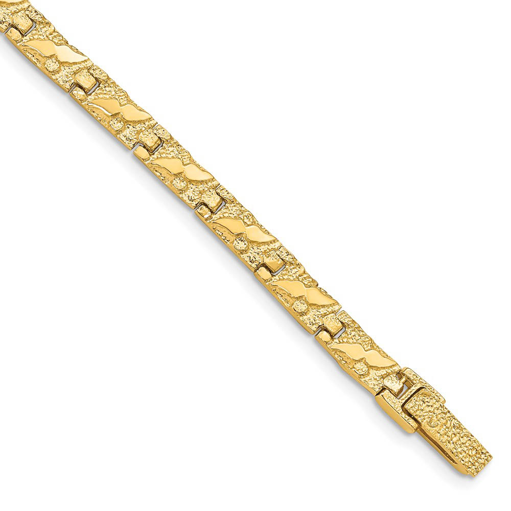 5mm 14k Yellow Gold Nugget Link Bracelet