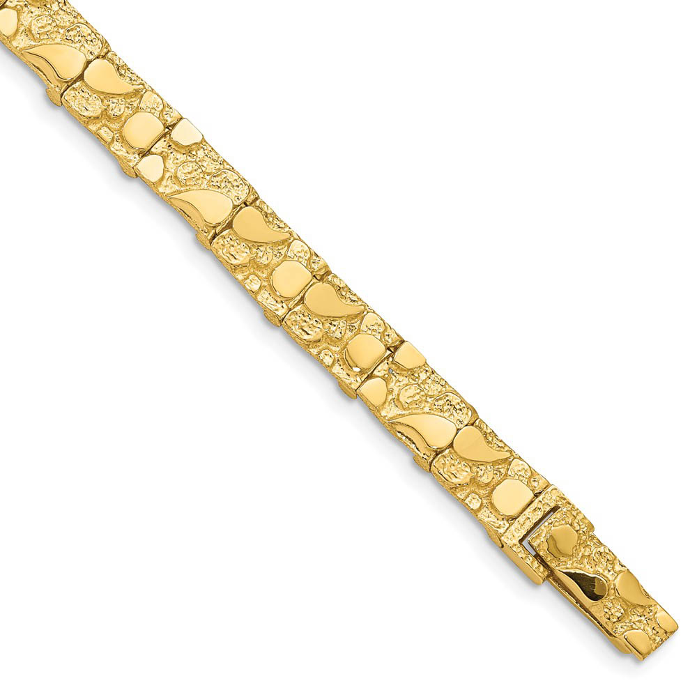 7mm 14k Yellow Gold Nugget Link Bracelet