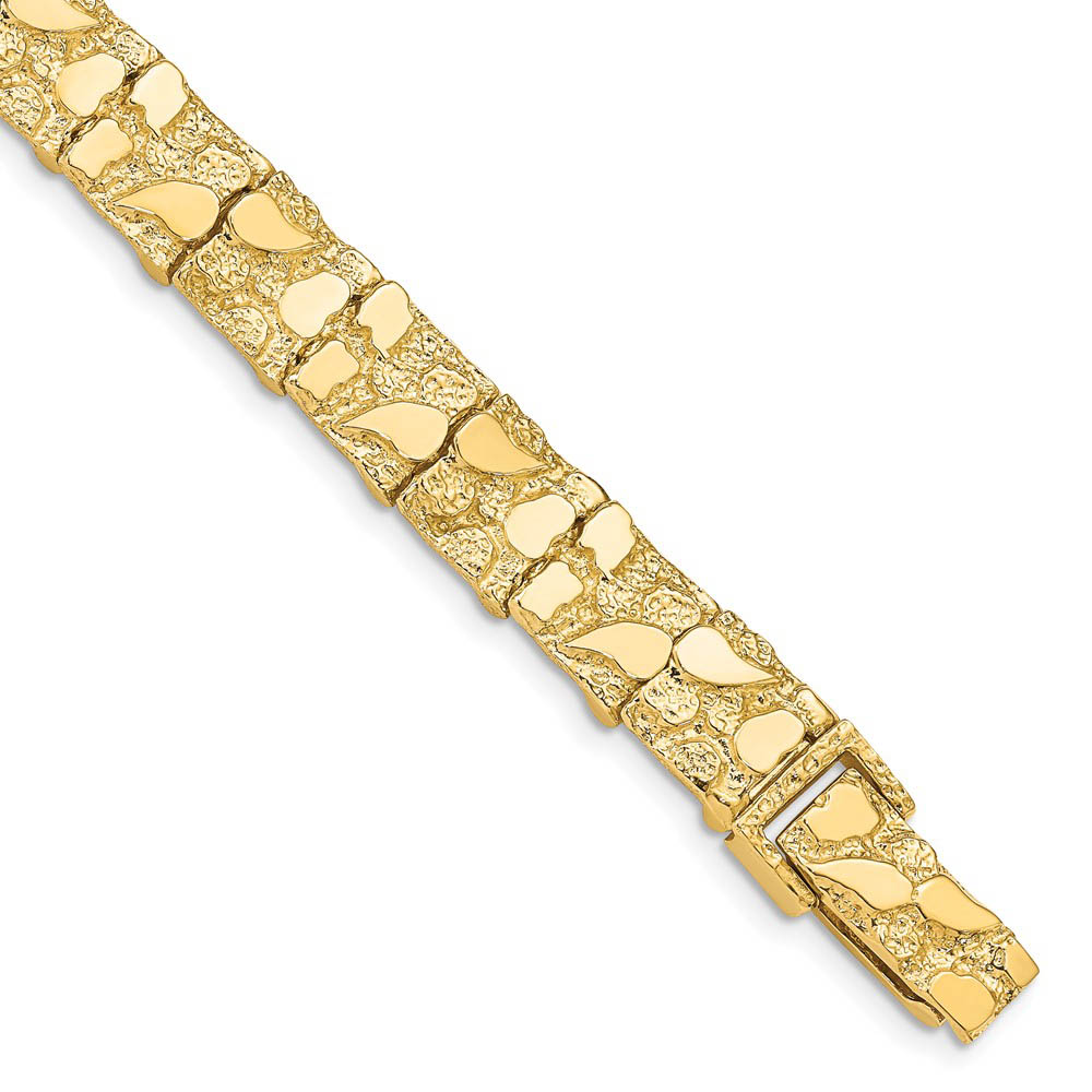 9.5mm 14k Yellow Gold Nugget Link Bracelet