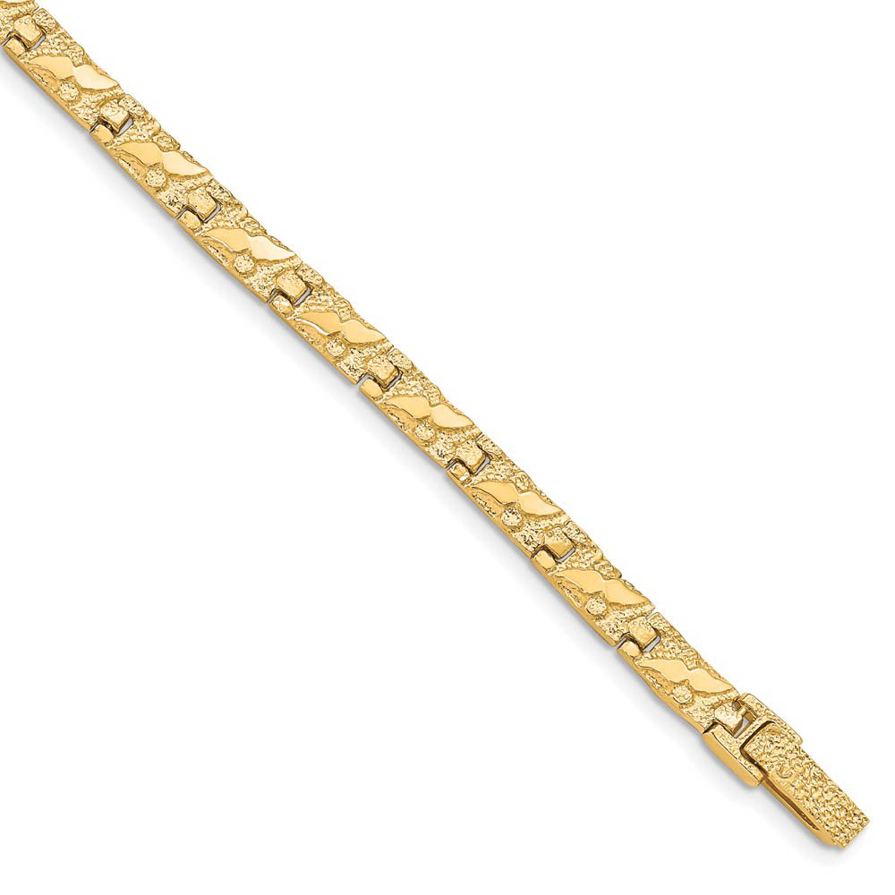 6mm 10k Yellow Gold Nugget Link Bracelet