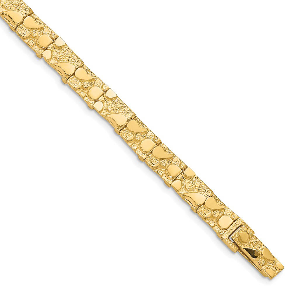 7mm 10k Yellow Gold Nugget Link Bracelet