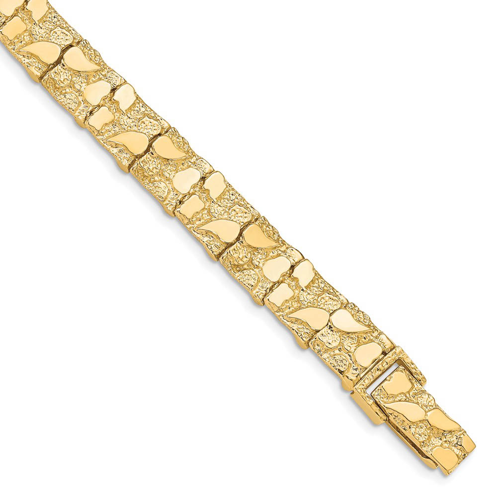 10mm 10k Yellow Gold Nugget Link Bracelet