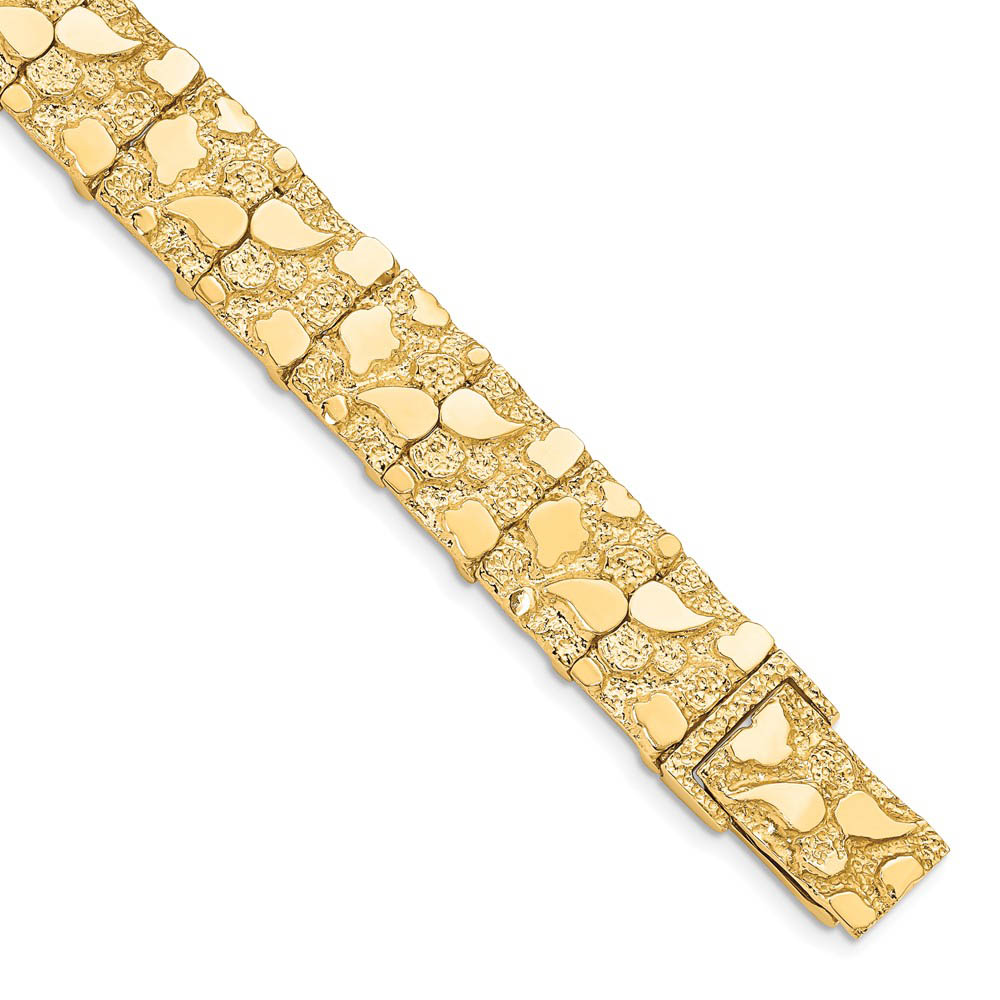 12mm 10k Yellow Gold Nugget Link Bracelet