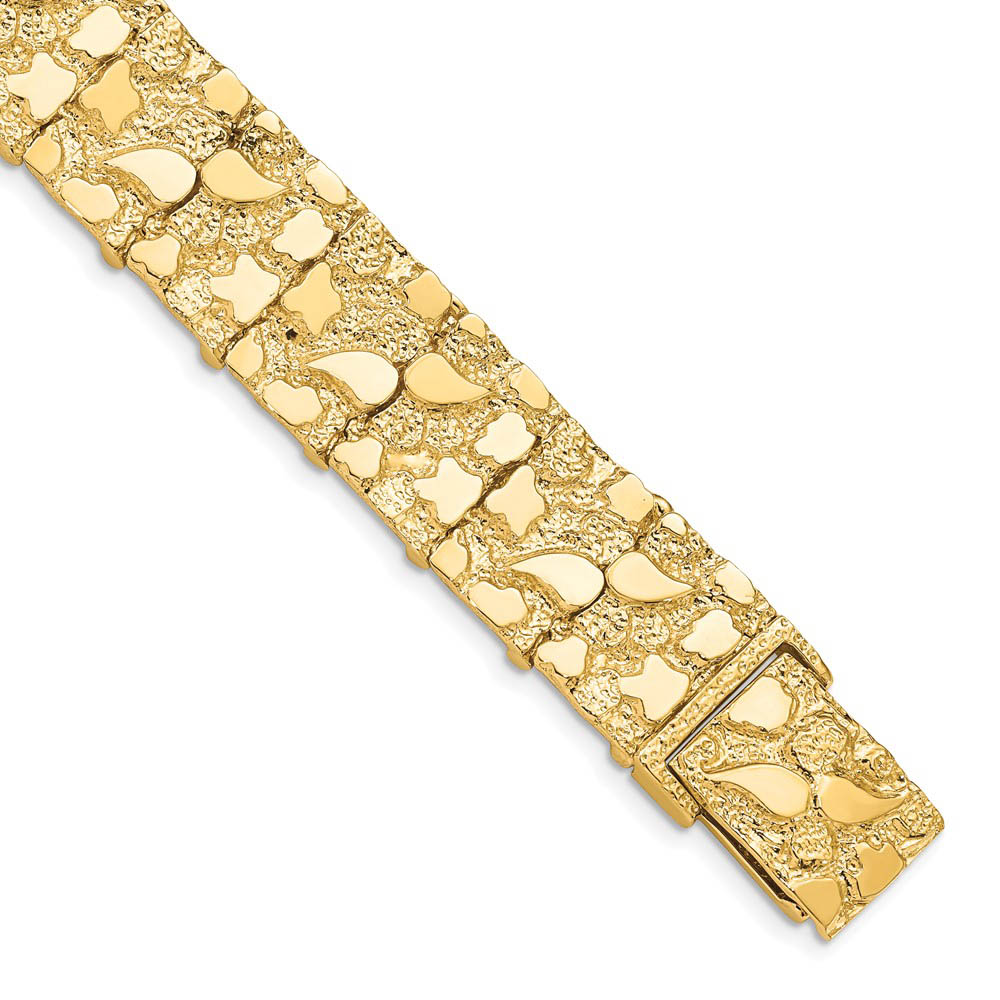 15mm 10k Yellow Gold Nugget Link Bracelet