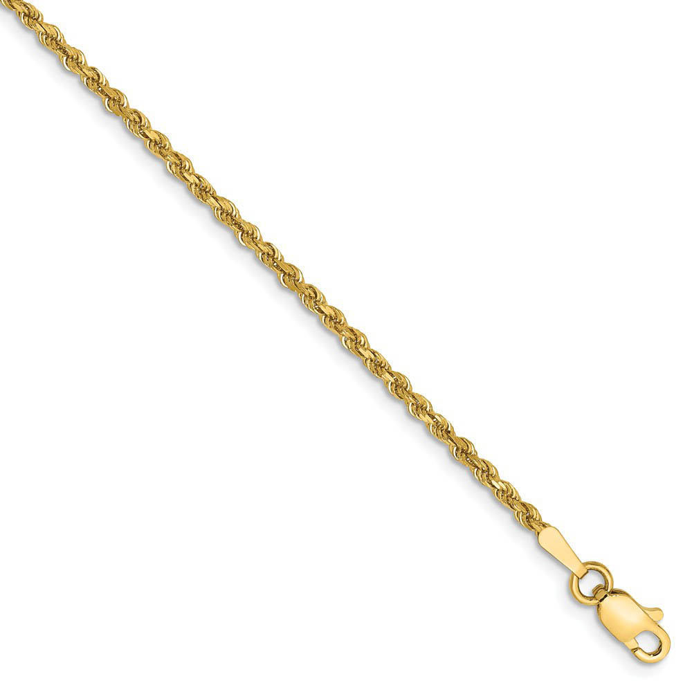 1.75mm Diamond Cut Rope Chain Bracelet in 14k Yellow Gold, 6 Inch