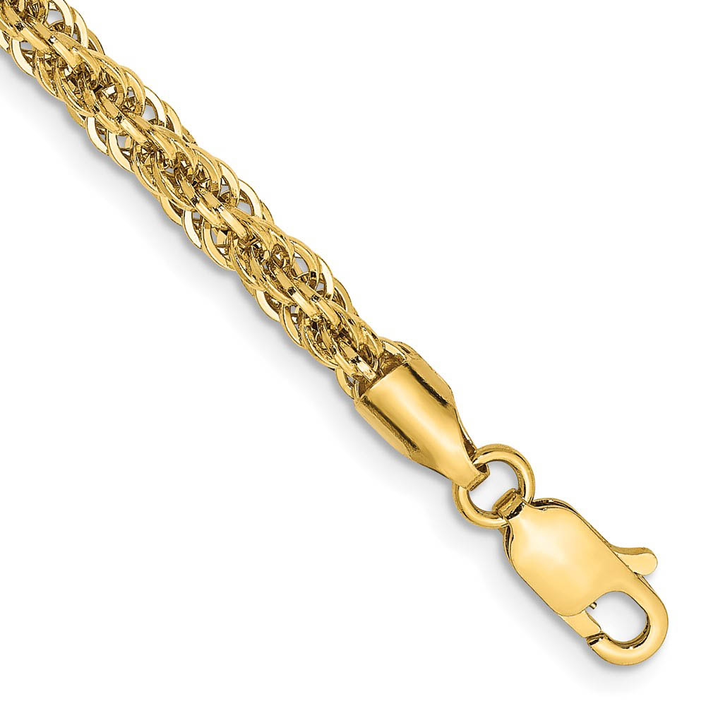 3.3mm 14k Yellow Gold Diamond Cut Rope Chain Bracelet