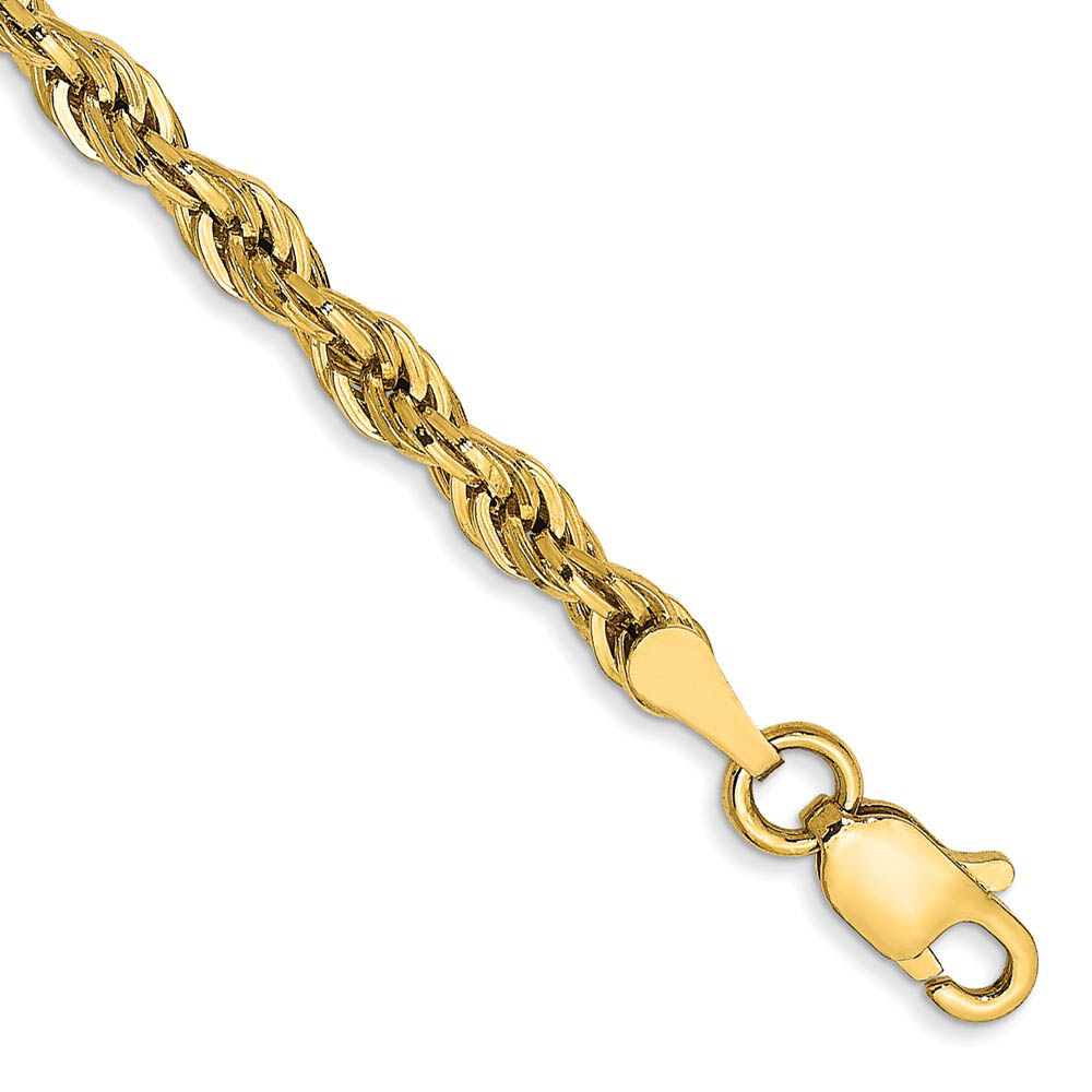3mm Hollow Rope Chain Bracelet in 14k Yellow Gold