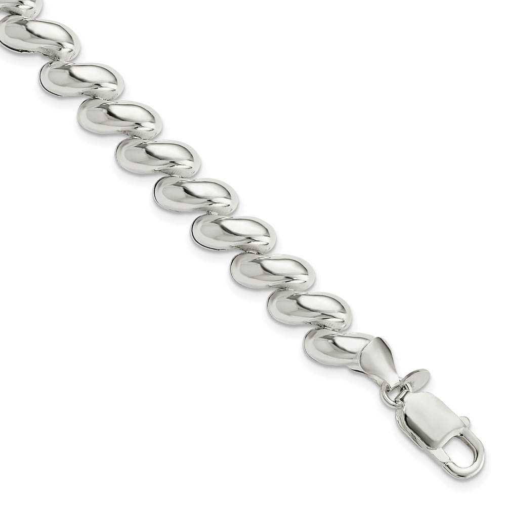 Sterling Silver 9mm Polished San Marco Chain Bracelet, 7.5 Inch