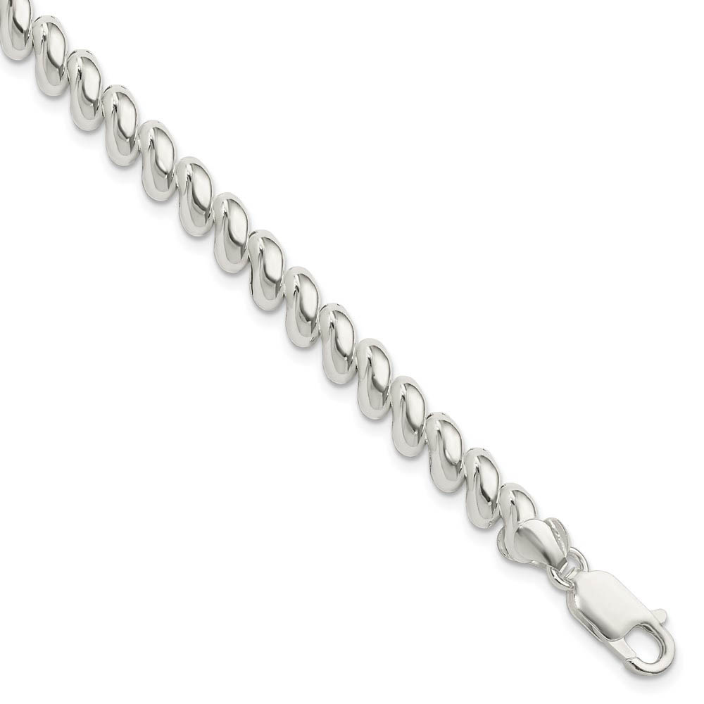 Sterling Silver 7mm Polished San Marco Chain Bracelet