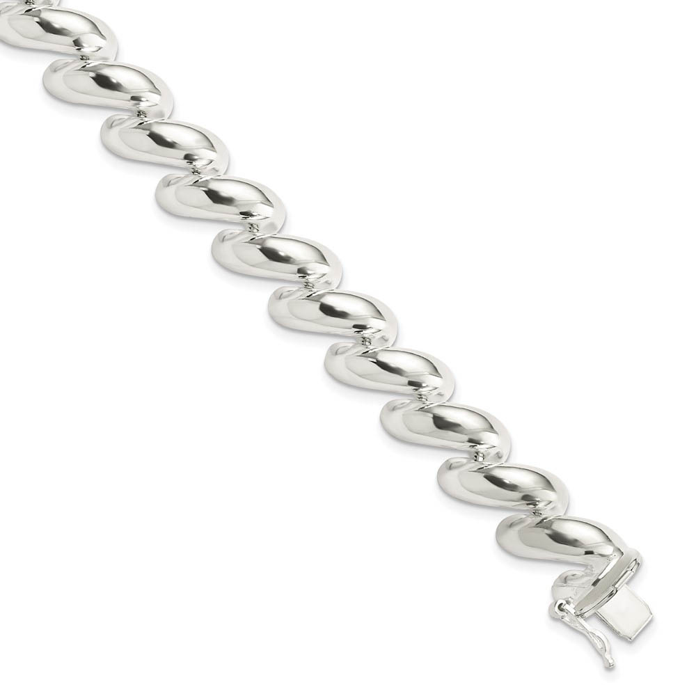 Sterling Silver 10mm Polished San Marco Chain Bracelet