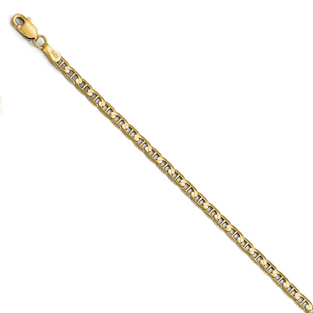3mm 14k Yellow Gold Concave Anchor Chain Bracelet or Anklet
