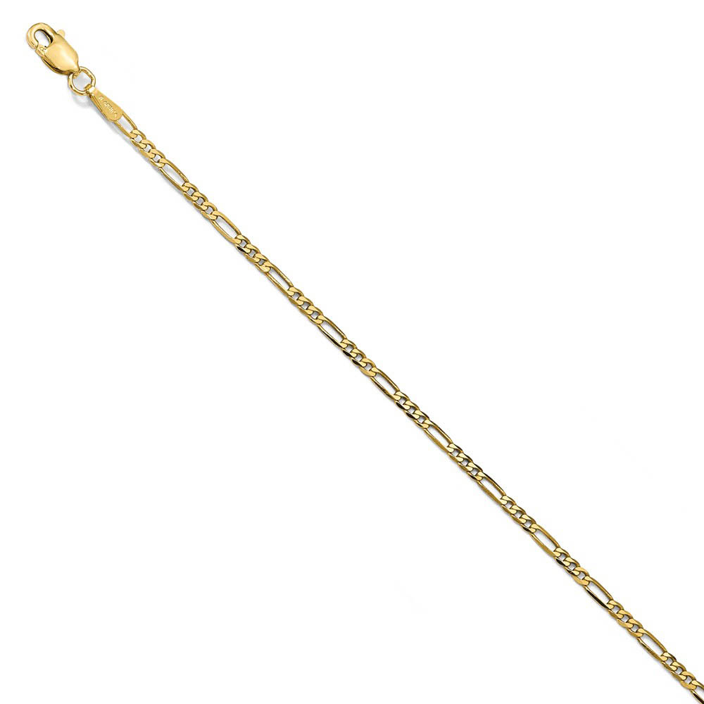 1.8mm 14k Yellow Gold Flat Figaro Chain Bracelet