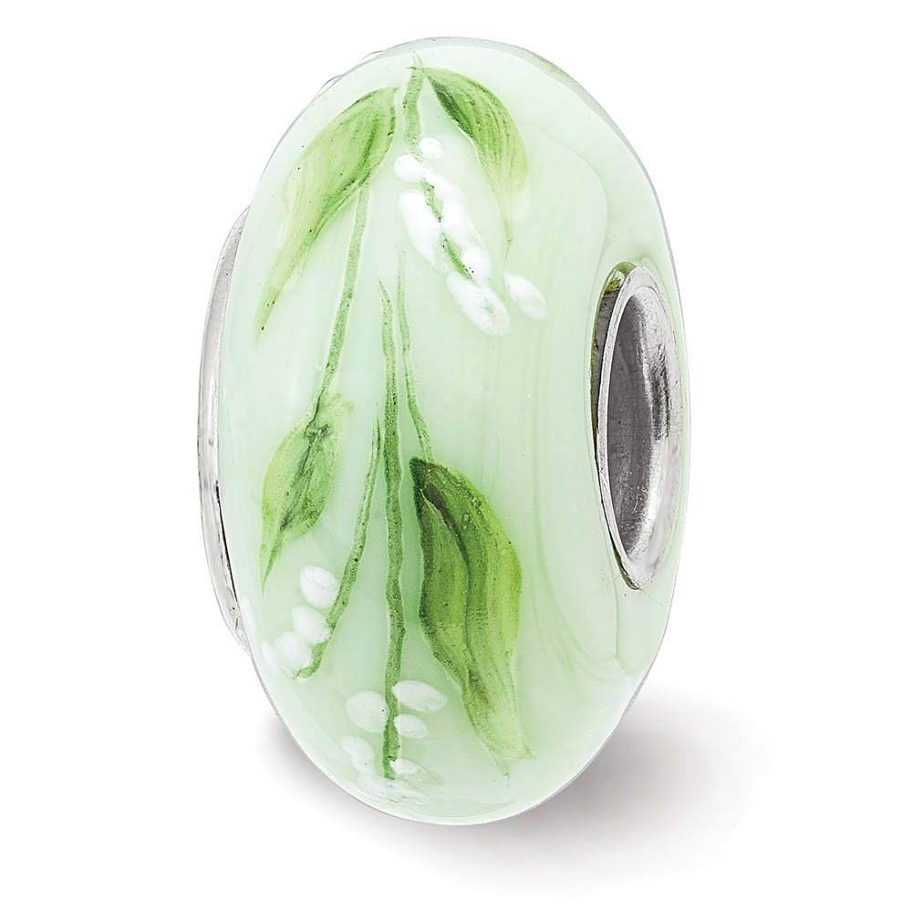 Fenton Sterling Silver Lily of The Valley May Glass Bead Charm