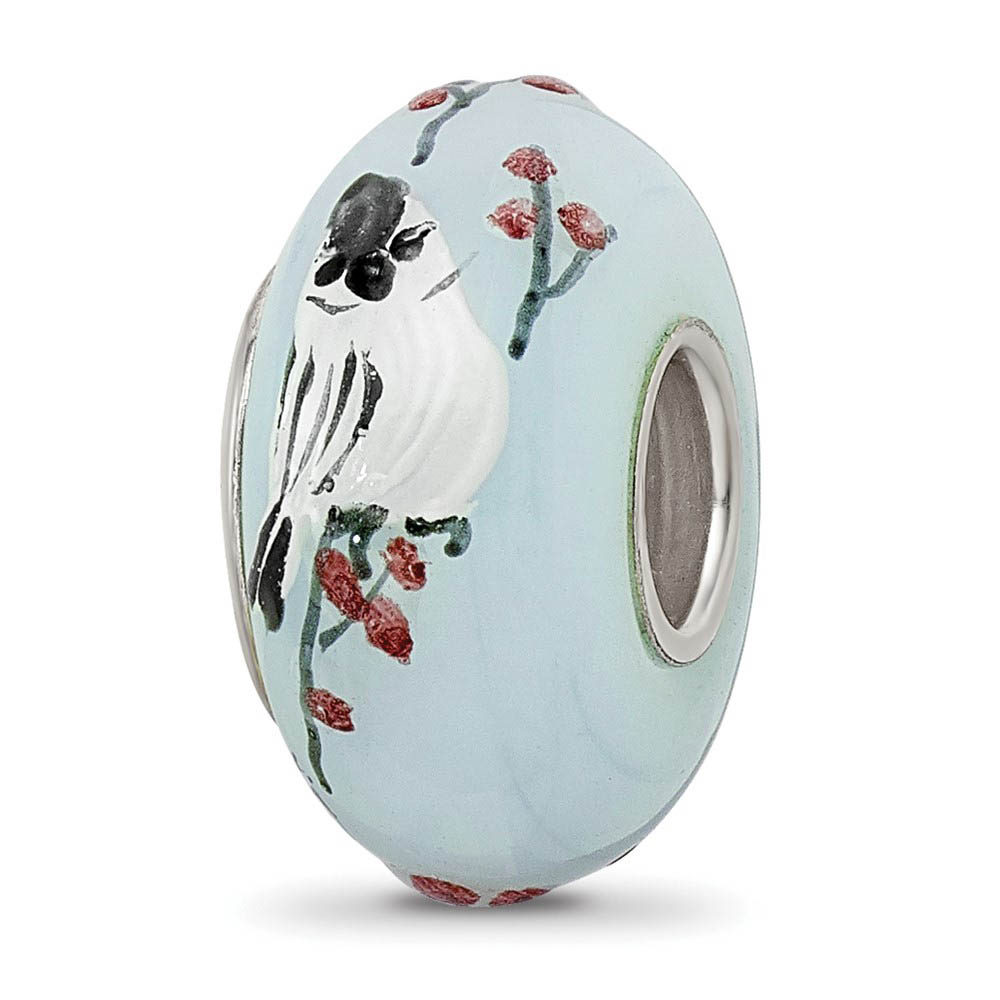 Fenton Sterling Silver Hand Painted Fluffy Tufty Glass Bead Charm