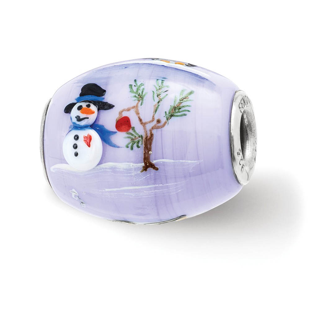 Fenton Sterling Silver Snow Buddies 3D Glass Bead Charm