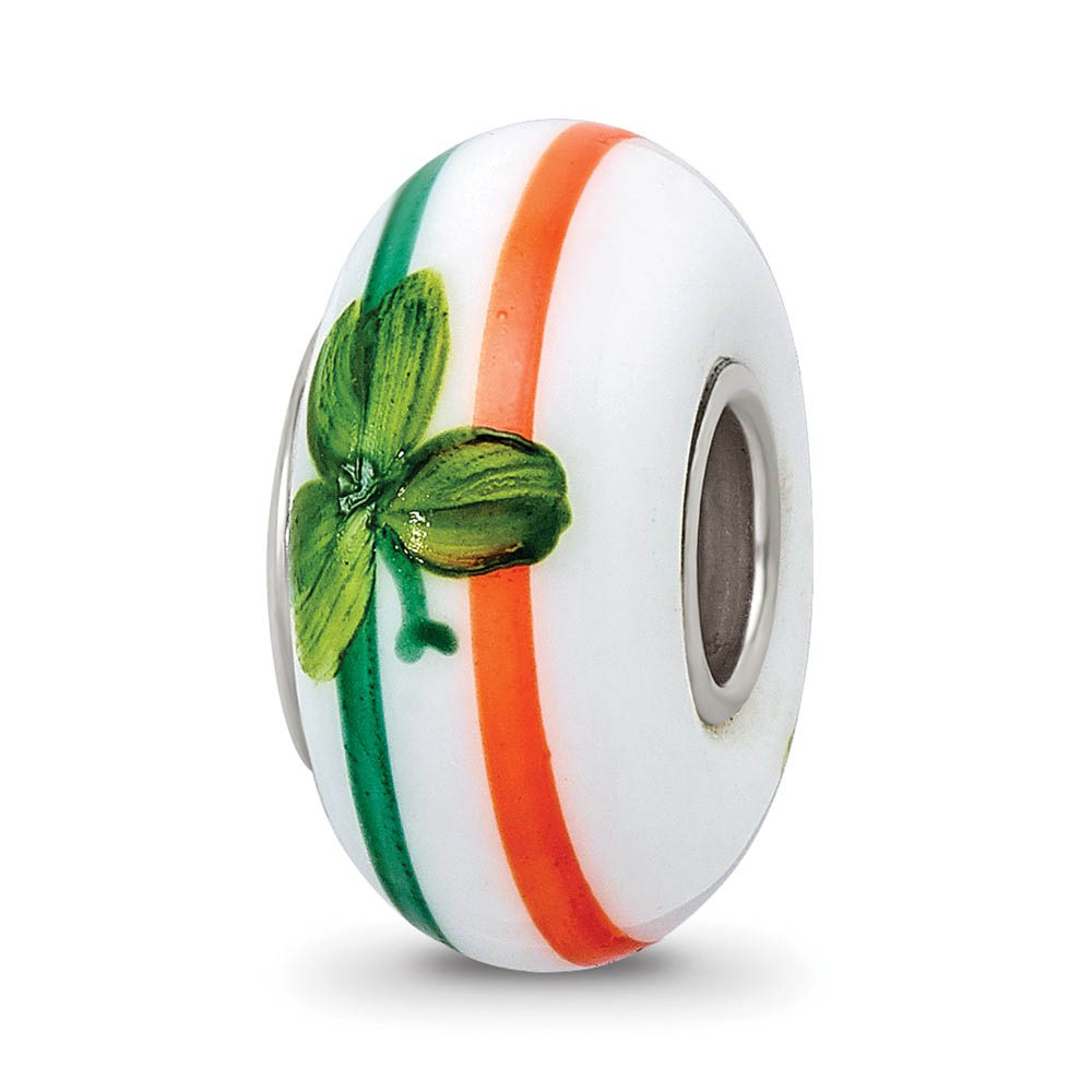 Fenton Sterling Silver Hand Painted The Irish Glass Bead Charm