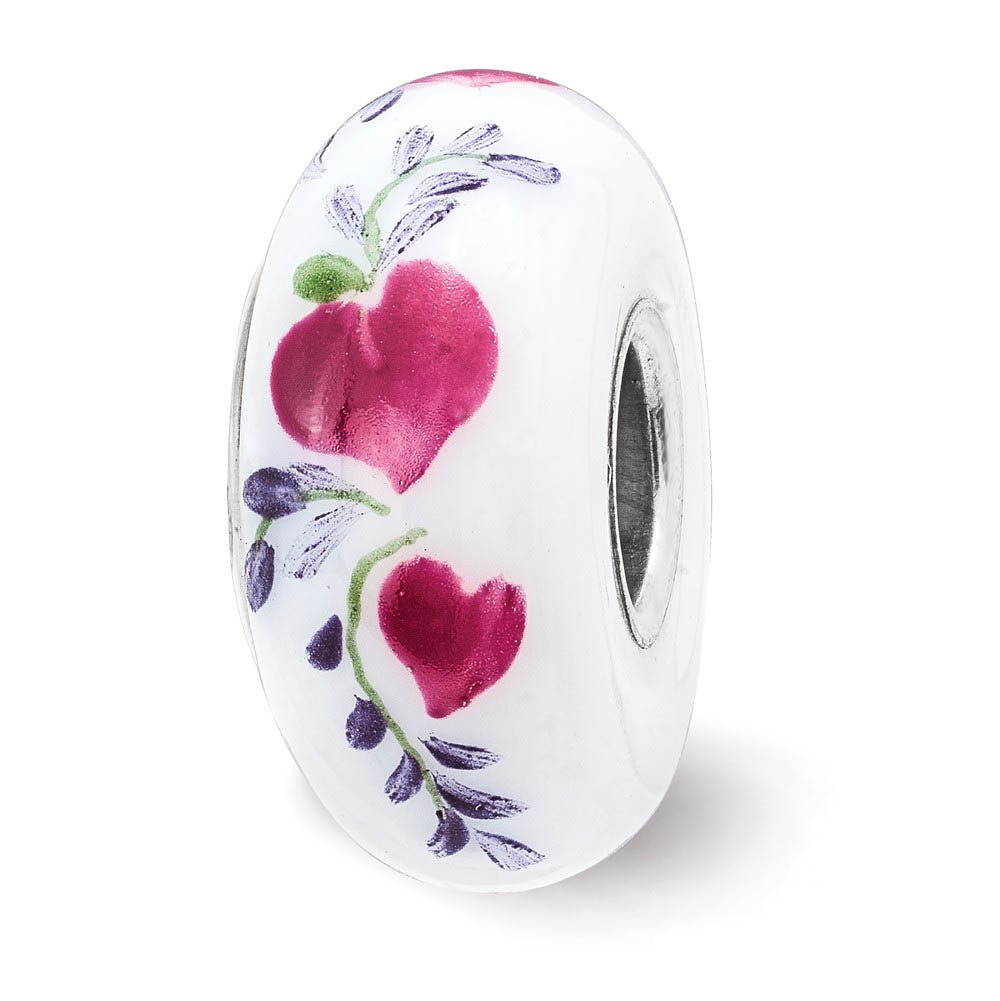 Fenton Sterling Silver How Do I Love Thee? Glass Bead Charm
