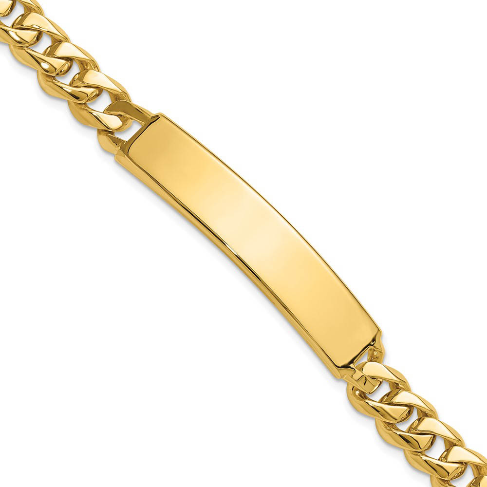 Men&#039;s 8mm 14k Yellow Gold Solid Curb Link I.D. Bracelet, 8 Inch