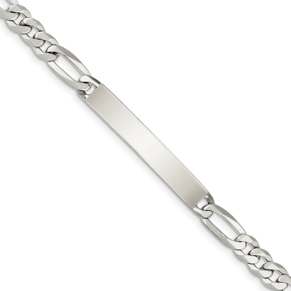 Men&#039;s 7mm Sterling Silver Figaro I.D. Bracelet