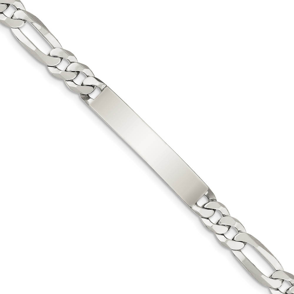 Men's 8mm Sterling Silver Figaro I.D. Bracelet