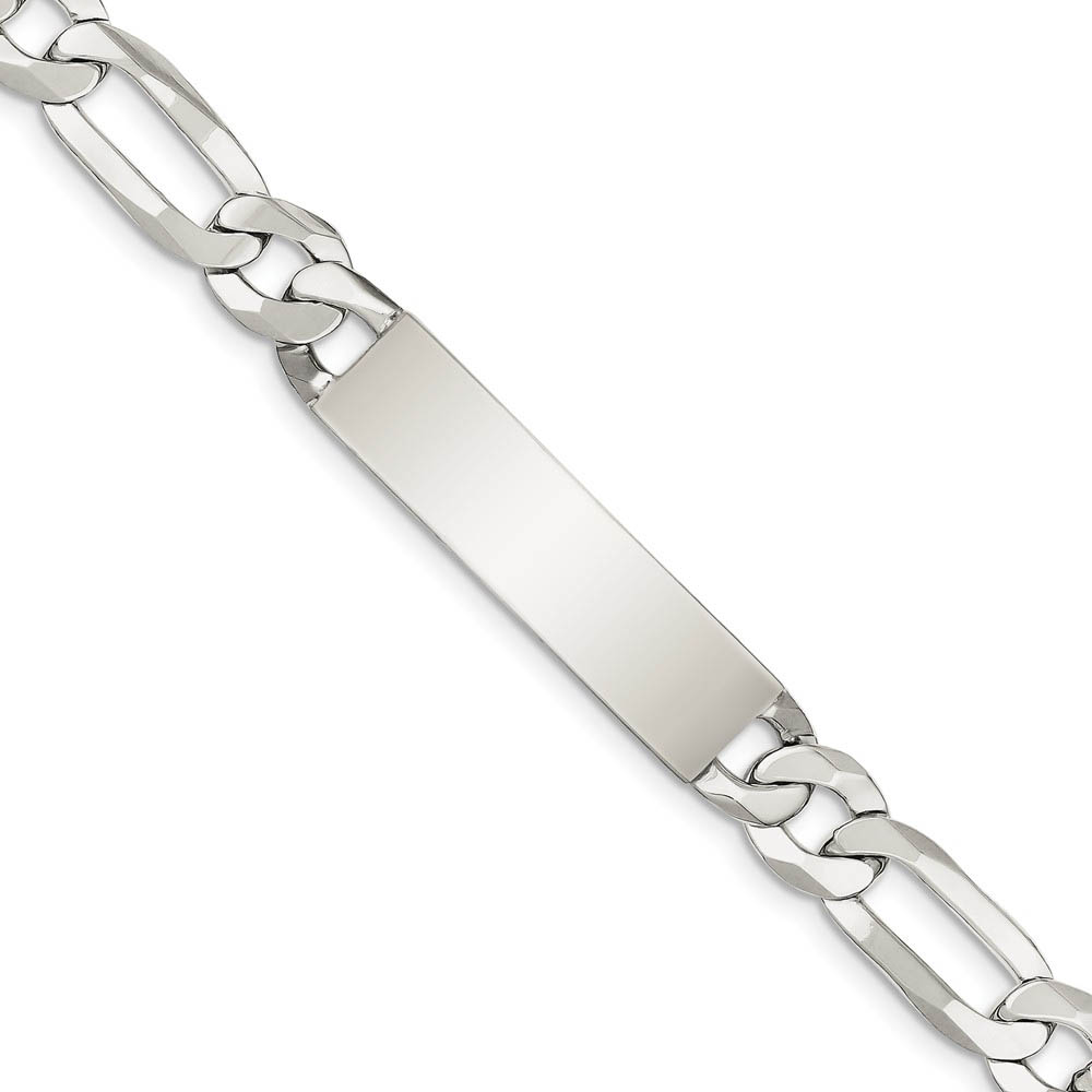 Men's 10mm Sterling Silver Figaro I.D. Bracelet