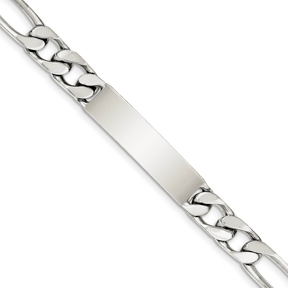 Men's 9mm Sterling Silver Figaro I.D. Bracelet