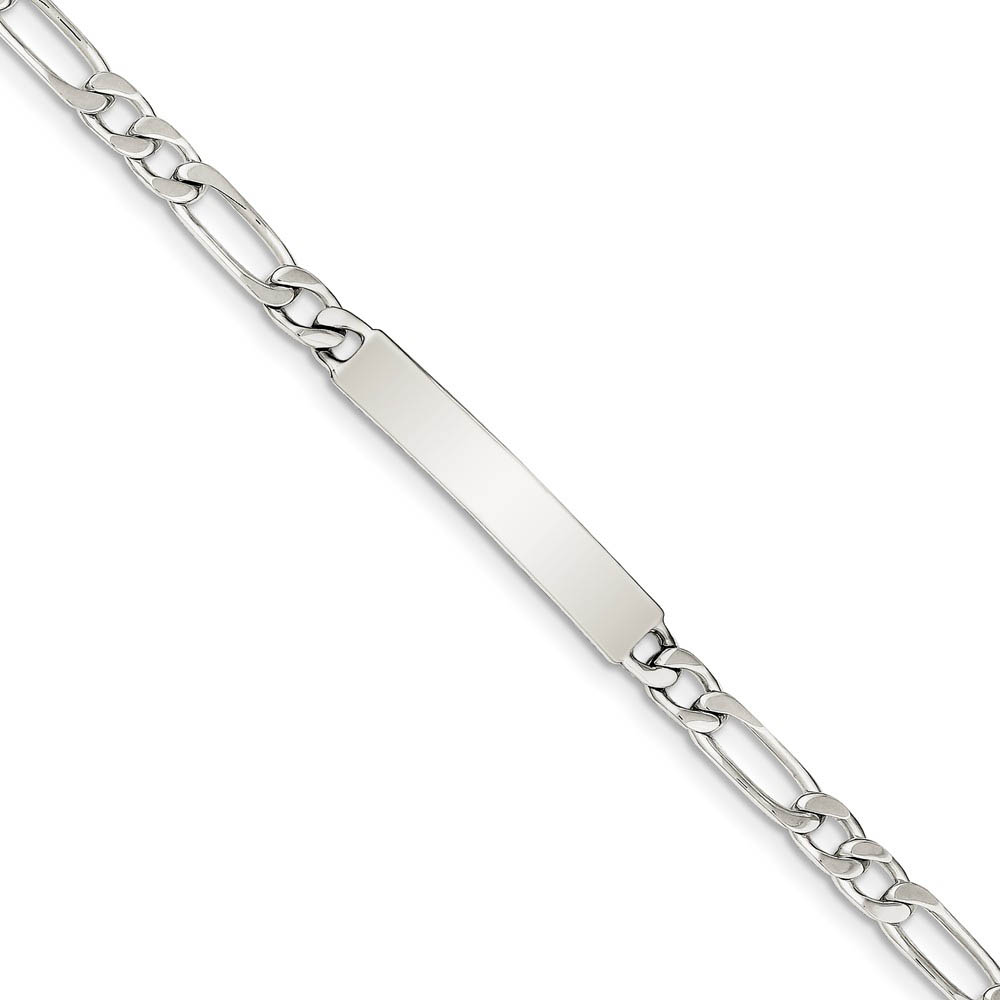 6mm Sterling Silver Women&#039;s Figaro I.D. Bracelet