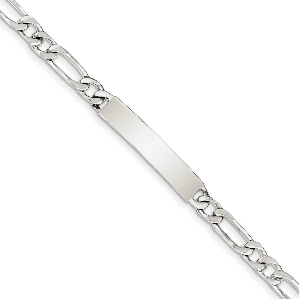 7mm Sterling Silver Women's Figaro I.D. Bracelet
