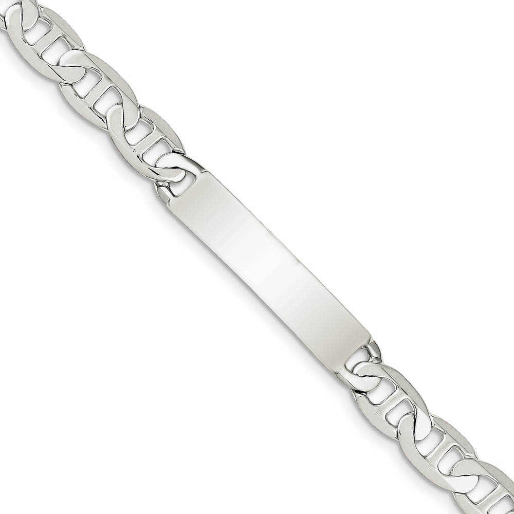8mm Sterling Silver Polished Engravable Anchor Link I.D. Bracelet