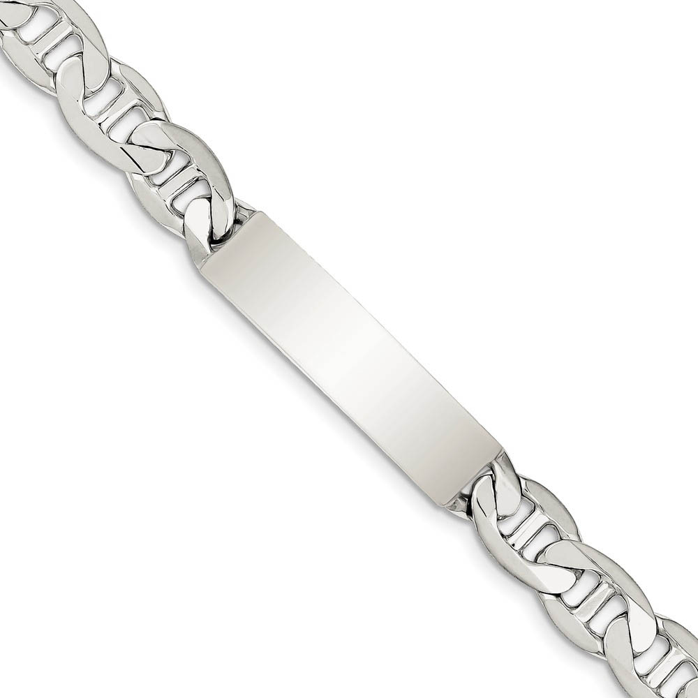 Men's 10mm Sterling Silver Polished Anchor Link I.D. Bracelet