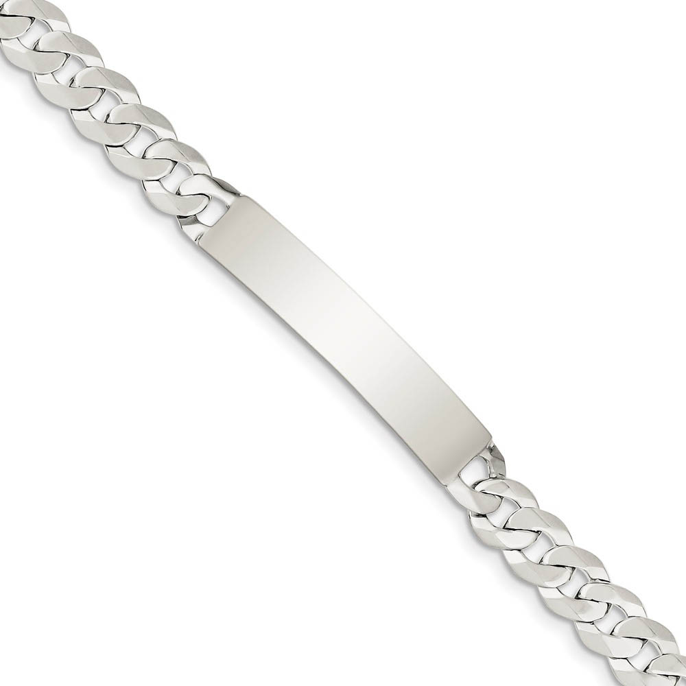 Men's 8mm Sterling Silver Polished Engravable Curb Link I.D. Bracelet