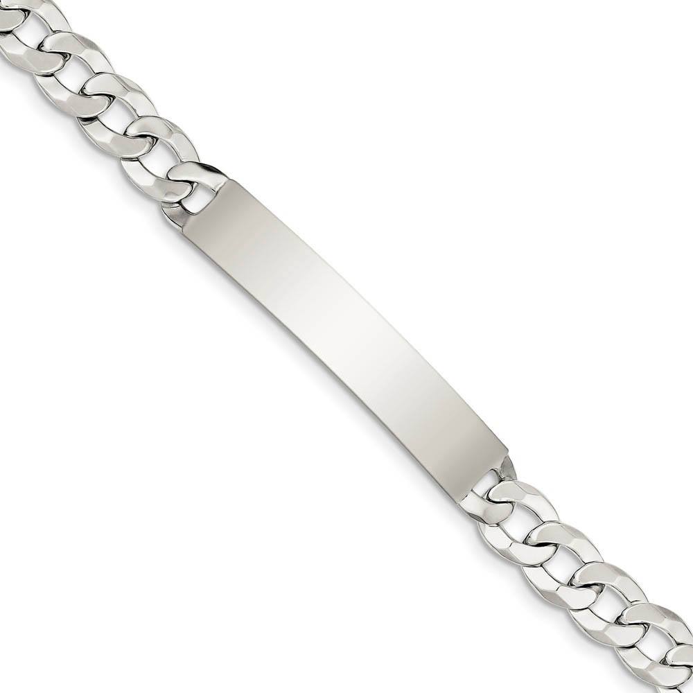 Men&#039;s 9mm Sterling Silver Polished Curb I.D. Bracelet, 7.5 Inch