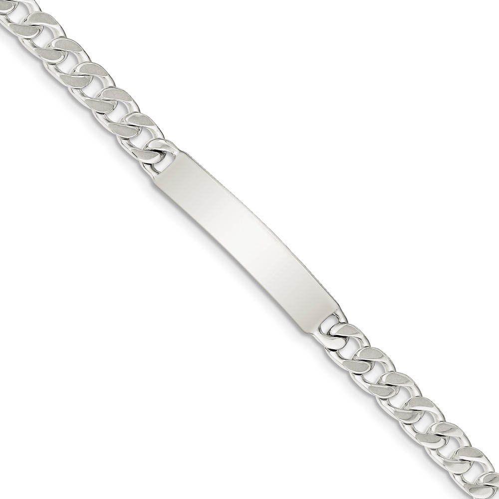 7mm Sterling Silver Polished Engravable Curb Link I.D. Bracelet, 8 In.