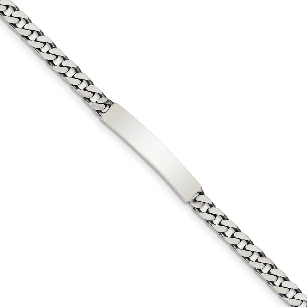 5mm Antiqued Sterling Silver Engravable Curb Link I.D. Bracelet, 7 In.