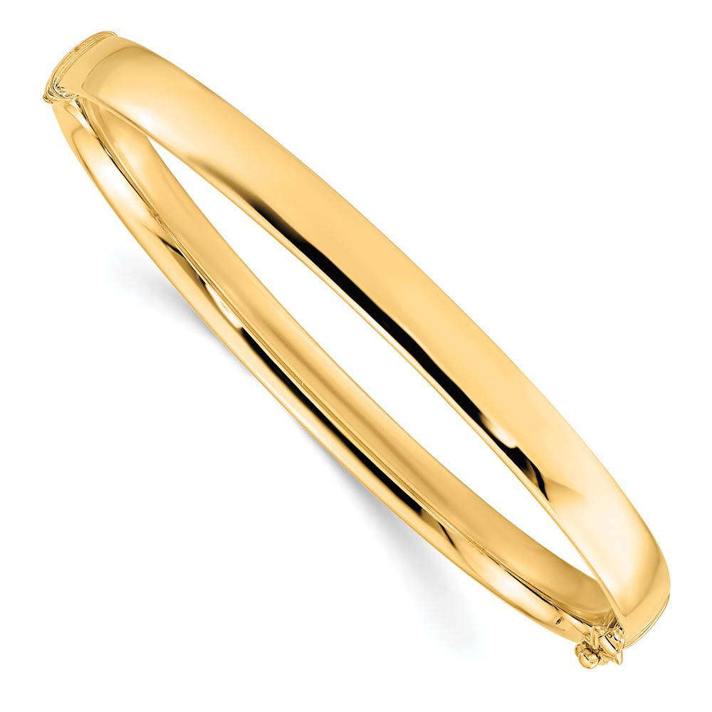 5.9mm 10k Yellow Gold Polished Hollow Hinged Bangle Bracelet