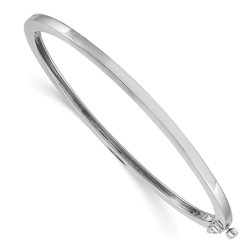 2.5mm 14k White Gold Polished Solid Open Back Hinged Bangle Bracelet