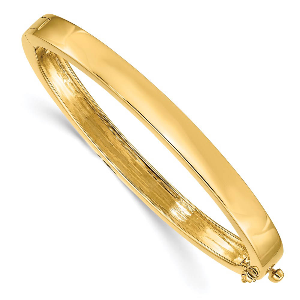 6.3mm 14k Yellow Gold Polished Solid Open Back Hinged Bangle Bracelet