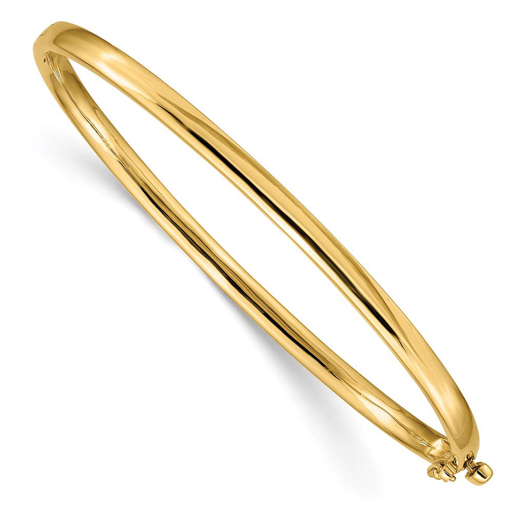 3.6mm 14k Yellow Gold Polished Solid Half Round Hinged Bangle Bracelet
