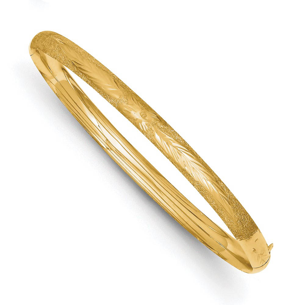 5mm 14k Yellow Gold Laser Cut Hinged Bangle Bracelet