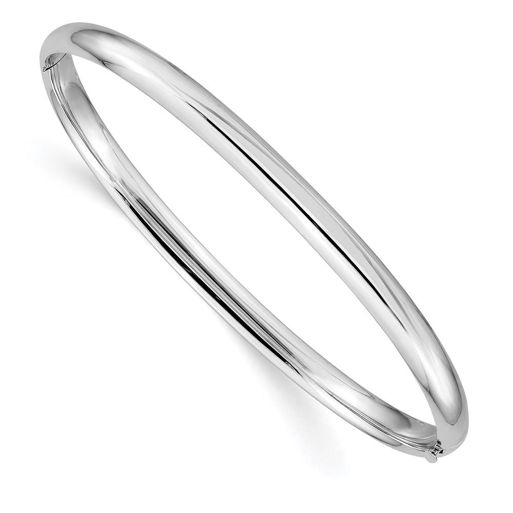 4mm 14k White Gold High Polished Domed Hinged Bangle Bracelet