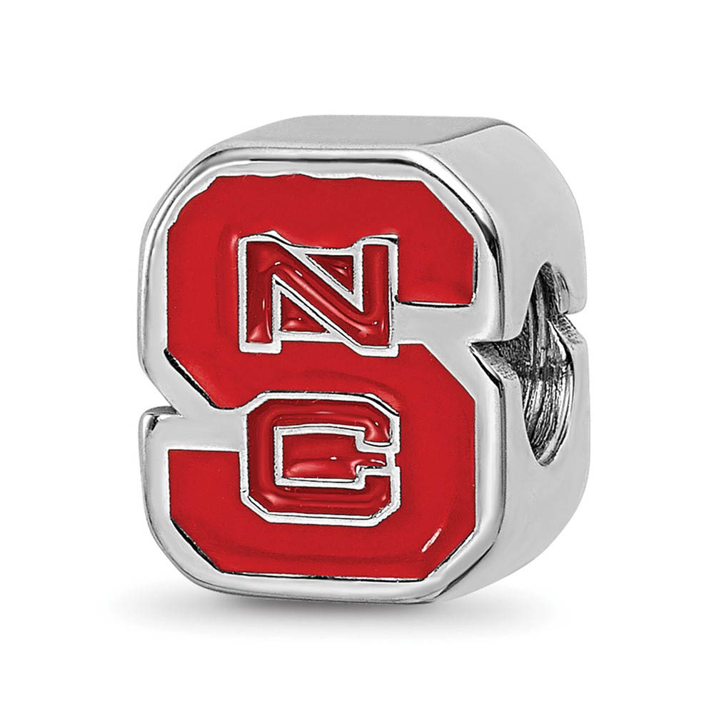 Sterling Silver North Carolina State U Enameled Logo Bead Charm