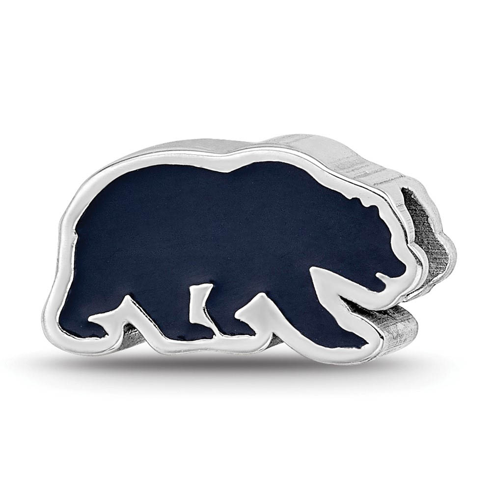 Silver U of California Berkeley Golden Bear Enamel Bead Charm