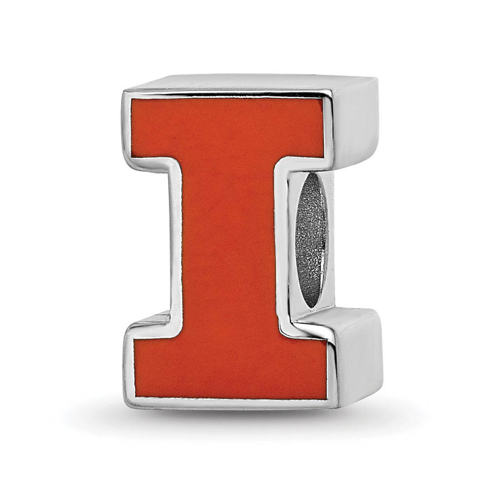 Sterling Silver University of Illinois Block I Enamel Bead Charm