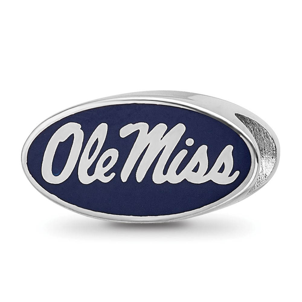 Sterling Silver University of Mississippi Oval Enamel Bead Charm