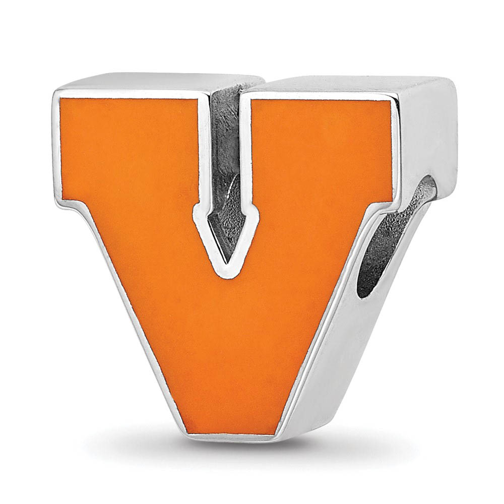 Sterling Silver University of Virginia Block V Enamel Bead Charm