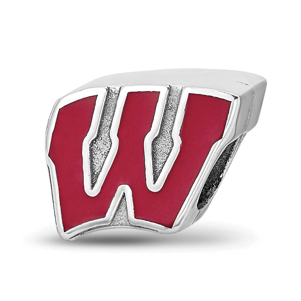 Sterling Silver University of Wisconsin W Enameled Bead Charm