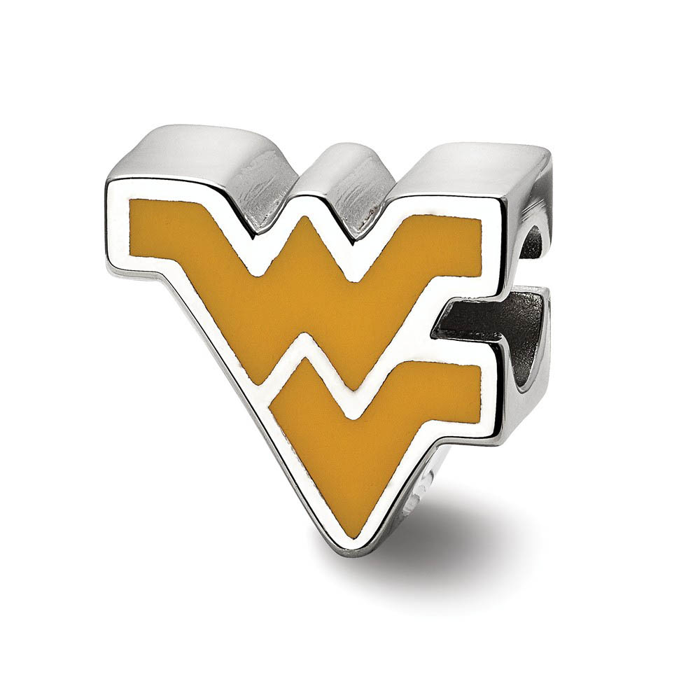 Sterling Silver West Virginia University WV Enameled Bead Charm