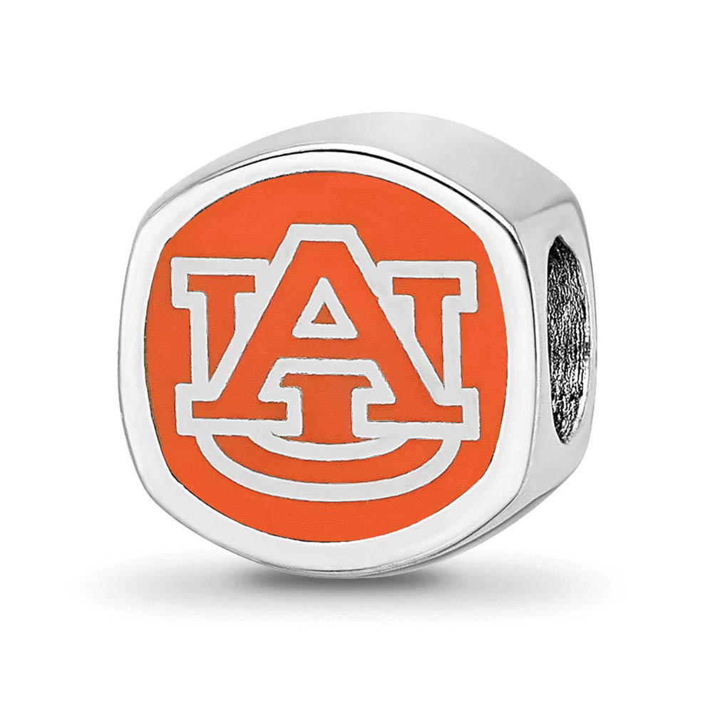 Sterling Silver Auburn University Cushion Shaped Logo Bead Charm